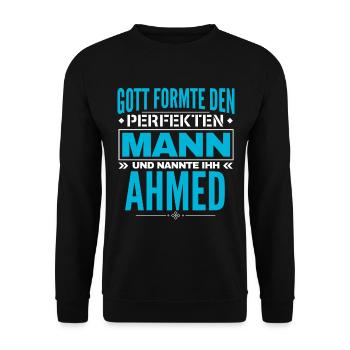 Ahmed Name Design - Unisex Pullover - Schwarz - Vorne - Alina (178cm) & Michal (187cm)