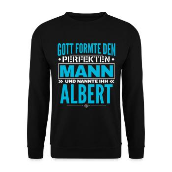 Albert Name Design - Unisex Pullover - Schwarz - Vorne - Alina (178cm) & Michal (187cm)