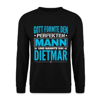 Dietmar Name Design - Unisex Pullover - Schwarz - Vorne - Alina (178cm) & Michal (187cm)