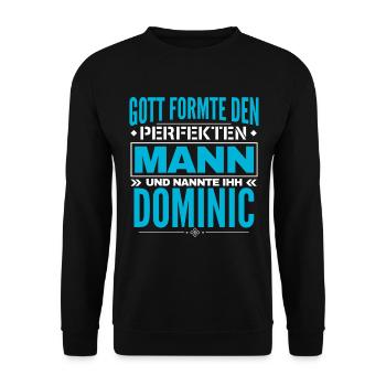 Dominic Name Design - Unisex Pullover - Schwarz - Vorne - Alina (178cm) & Michal (187cm)