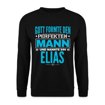Elias Name Design - Unisex Pullover - Schwarz - Vorne - Alina (178cm) & Michal (187cm)
