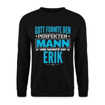 Erik Name Design - Unisex Pullover - Schwarz - Vorne - Alina (178cm) & Michal (187cm)