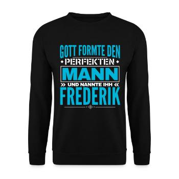 Frederik Name Design - Unisex Pullover - Schwarz - Vorne - Alina (178cm) & Michal (187cm)