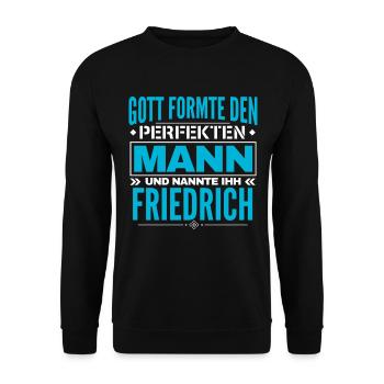 Friedrich Name Design - Unisex Pullover - Schwarz - Vorne - Alina (178cm) & Michal (187cm)