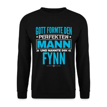 Fynn Name Design - Unisex Pullover - Schwarz - Vorne - Alina (178cm) & Michal (187cm)