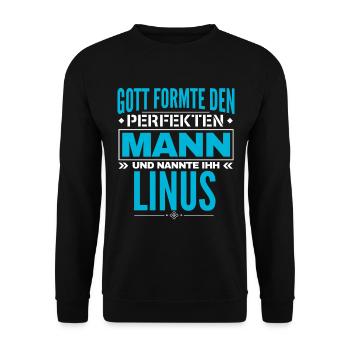 Linus Name Design - Unisex Pullover - Schwarz - Vorne - Alina (178cm) & Michal (187cm)