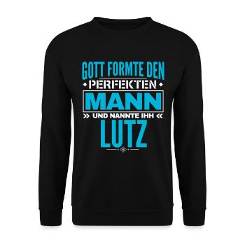 Lutz Name Design - Unisex Pullover - Schwarz - Vorne - Alina (178cm) & Michal (187cm)