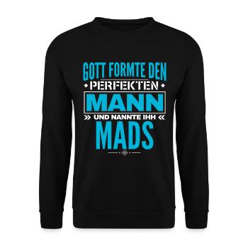 Mads Name Design - Unisex Pullover - Schwarz - Vorne - Alina (178cm) & Michal (187cm)