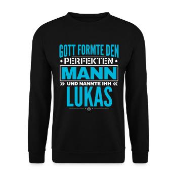 Lukas Name Design - Unisex Pullover - Schwarz - Vorne - Alina (178cm) & Michal (187cm)