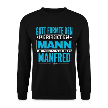 Manfred Name Design - Unisex Pullover - Schwarz - Vorne - Alina (178cm) & Michal (187cm)