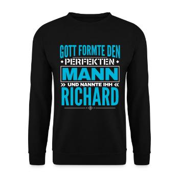 Richard Name Design - Unisex Pullover - Schwarz - Vorne - Alina (178cm) & Michal (187cm)