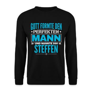 Steffen Name Design - Unisex Pullover - Schwarz - Vorne - Alina (178cm) & Michal (187cm)
