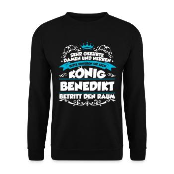 Benedikt Name Design - Unisex Pullover - Schwarz - Vorne - Alina (178cm) & Michal (187cm)