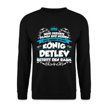 Detlev Name Design - Unisex Pullover - Schwarz - Vorne - Alina (178cm) & Michal (187cm)