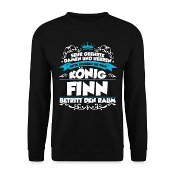 Finn Name Design - Unisex Pullover - Schwarz - Vorne - Alina (178cm) & Michal (187cm)