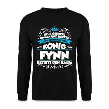 Fynn Name Design - Unisex Pullover - Schwarz - Vorne - Alina (178cm) & Michal (187cm)