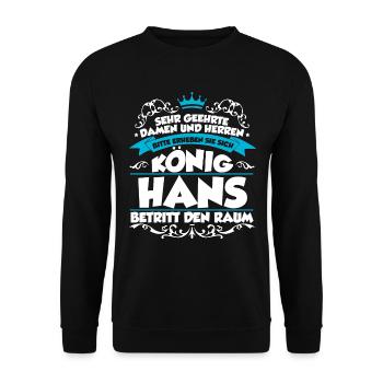 Hans Name Design - Unisex Pullover - Schwarz - Vorne - Alina (178cm) & Michal (187cm)