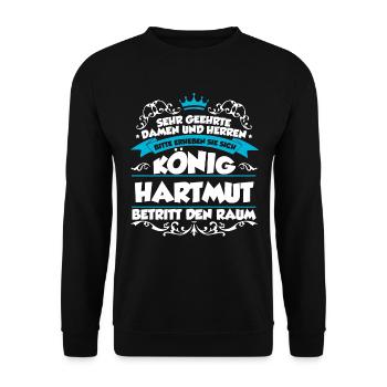 Hartmut Name Design - Unisex Pullover - Schwarz - Vorne - Alina (178cm) & Michal (187cm)