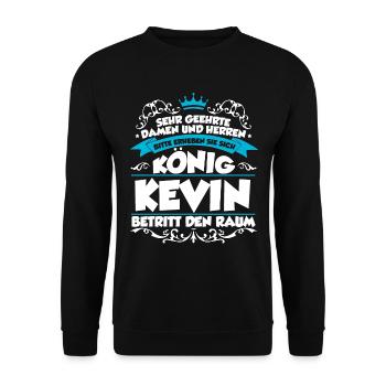 Kevin Name Design - Unisex Pullover - Schwarz - Vorne - Alina (178cm) & Michal (187cm)