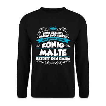 Malte Name Design - Unisex Pullover - Schwarz - Vorne - Alina (178cm) & Michal (187cm)