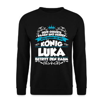 Luka Name Design - Unisex Pullover - Schwarz - Vorne - Alina (178cm) & Michal (187cm)