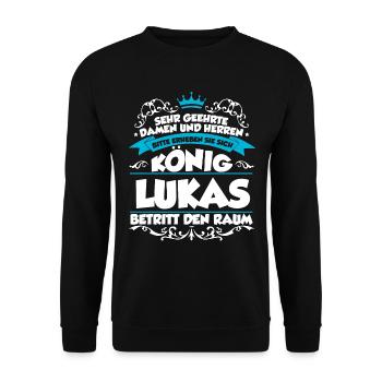Lukas Name Design - Unisex Pullover - Schwarz - Vorne - Alina (178cm) & Michal (187cm)