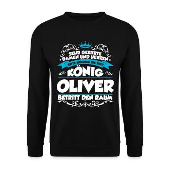 Oliver Name Design - Unisex Pullover - Schwarz - Vorne - Alina (178cm) & Michal (187cm)