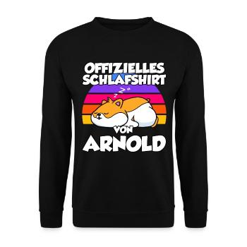 Offizielles Schlafshirt Von Arnold - Unisex Pullover - Schwarz - Vorne - Alina (178cm) & Michal (187cm)