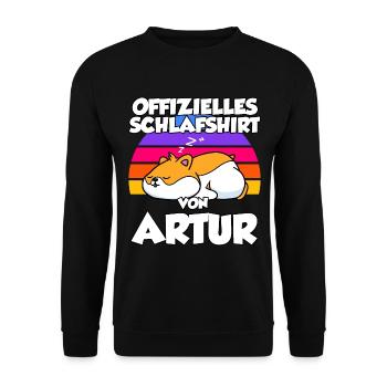 Offizielles Schlafshirt Von Artur - Unisex Pullover - Schwarz - Vorne - Alina (178cm) & Michal (187cm)