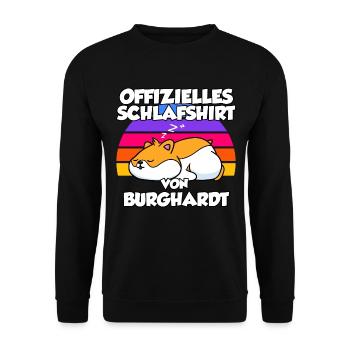 Offizielles Schlafshirt Von Burghardt - Unisex Pullover - Schwarz - Vorne - Alina (178cm) & Michal (187cm)
