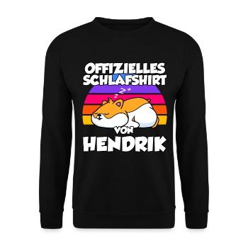 Chemise de nuit officielle par Hendrik - Sweat-shirt Unisexe - noir - Devant - Alina (178cm) & Michal (187cm)