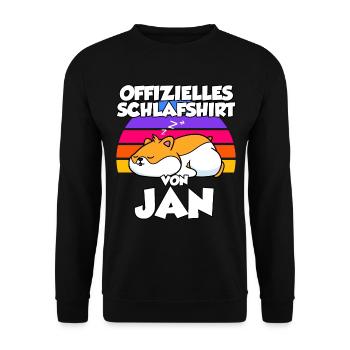 Offizielles Schlafshirt Von Jan - Unisex Pullover - Schwarz - Vorne - Alina (178cm) & Michal (187cm)