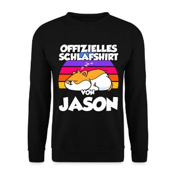 Offizielles Schlafshirt Von Jason - Unisex Pullover - Schwarz - Vorne - Alina (178cm) & Michal (187cm)