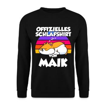Offizielles Schlafshirt Von Maik - Unisex Pullover - Schwarz - Vorne - Alina (178cm) & Michal (187cm)