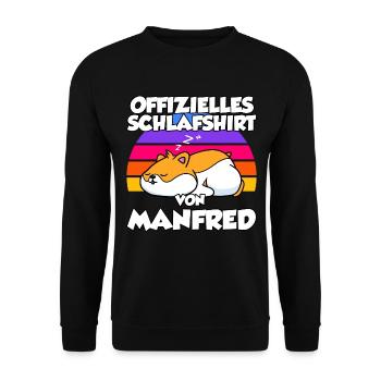 Offizielles Schlafshirt Von Manfred - Unisex Pullover - Schwarz - Vorne - Alina (178cm) & Michal (187cm)