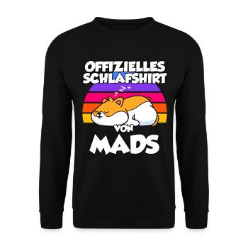 Offizielles Schlafshirt Von Mads - Unisex Pullover - Schwarz - Vorne - Alina (178cm) & Michal (187cm)