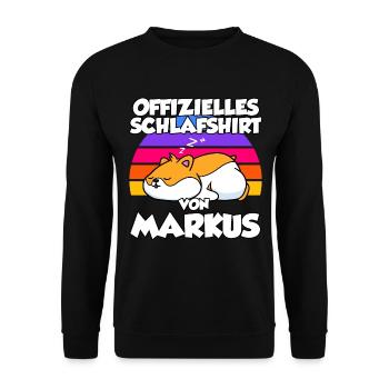 Offizielles Schlafshirt Von Markus - Unisex Pullover - Schwarz - Vorne - Alina (178cm) & Michal (187cm)