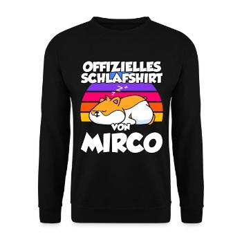 Offizielles Schlafshirt Von Mirco - Unisex Pullover - Schwarz - Vorne - Alina (178cm) & Michal (187cm)
