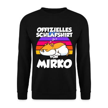 Offizielles Schlafshirt Von Mirko - Unisex Pullover - Schwarz - Vorne - Alina (178cm) & Michal (187cm)