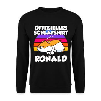 Offizielles Schlafshirt Von Ronald - Unisex Pullover - Schwarz - Vorne - Alina (178cm) & Michal (187cm)