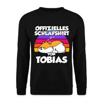 Offizielles Schlafshirt Von Tobias - Unisex Pullover - Schwarz - Vorne - Alina (178cm) & Michal (187cm)