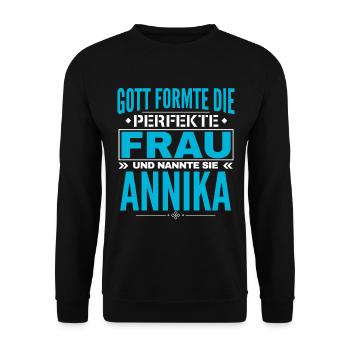 Annika Name Design - Unisex Pullover - Schwarz - Vorne - Alina (178cm) & Michal (187cm)
