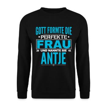 Antje Name Design - Unisex Pullover - Schwarz - Vorne - Alina (178cm) & Michal (187cm)