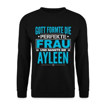 Ayleen Name Design - Unisex Pullover - Schwarz - Vorne - Alina (178cm) & Michal (187cm)