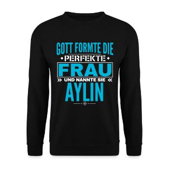 Aylin Name Design - Unisex Sweatshirt - black - Front - Alina (178cm) & Michal (187cm)