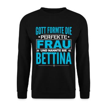 Bettina Name Design - Unisex Pullover - Schwarz - Vorne - Alina (178cm) & Michal (187cm)