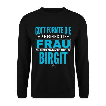 Birgit Name Design - Unisex Pullover - Schwarz - Vorne - Alina (178cm) & Michal (187cm)