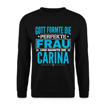 Carina Name Design - Unisex Pullover - Schwarz - Vorne - Alina (178cm) & Michal (187cm)
