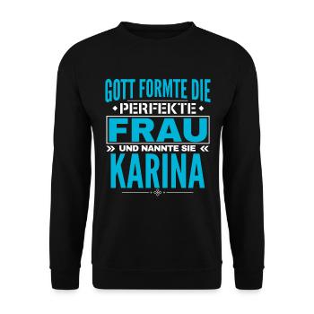 Karina Name Design - Unisex Pullover - Schwarz - Vorne - Alina (178cm) & Michal (187cm)