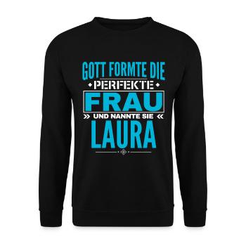 Laura Name Design - Unisex Pullover - Schwarz - Vorne - Alina (178cm) & Michal (187cm)